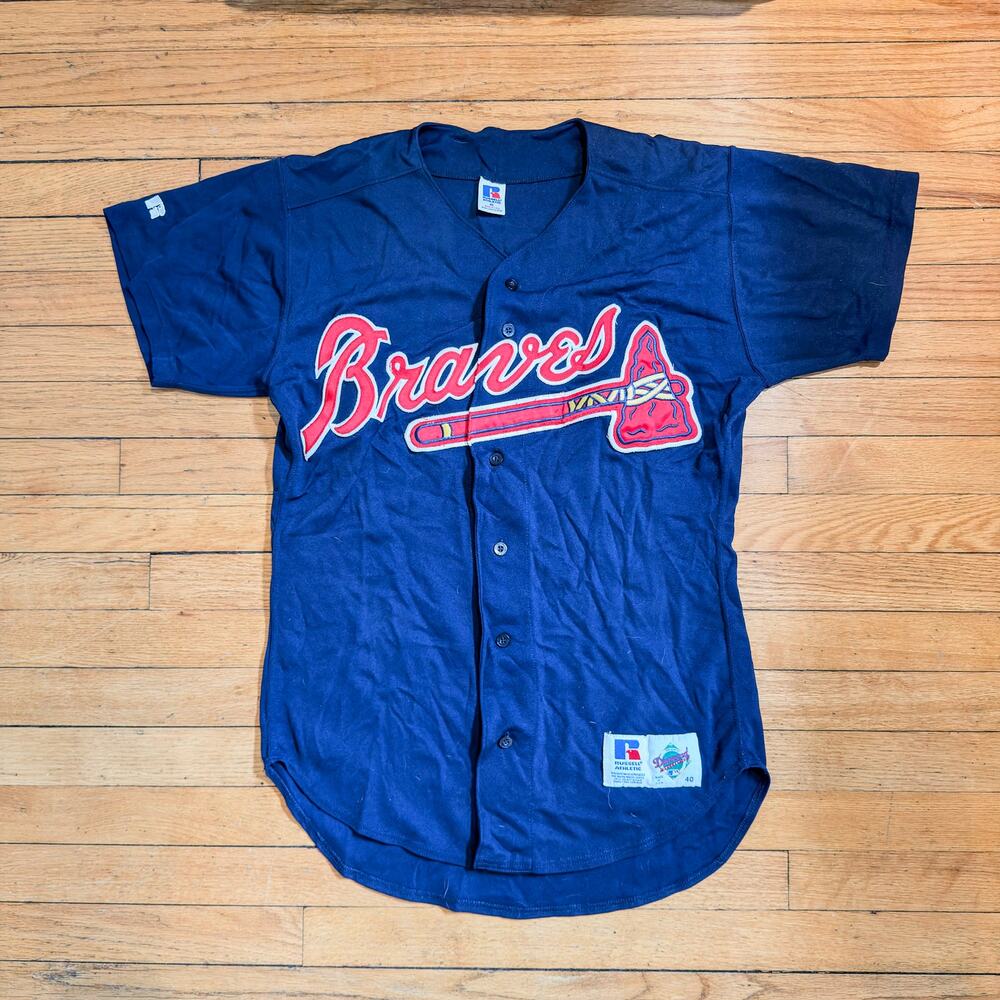 Russell Athletic Atlanta Braves Authentic Jersey Diamond Collection Sz 40 M